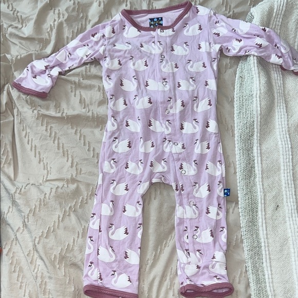 Kickee Pants Lavender Swan Print Kids One Piece - Picture 1 of 2